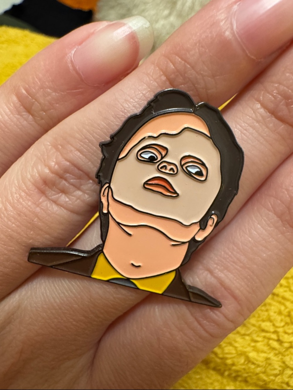 Enamel Dwight Pin in Black, Peach & Yellow